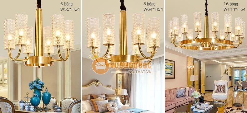 Đèn chùm đồng nhập khẩu phong cách ý sang trọng abr125-3